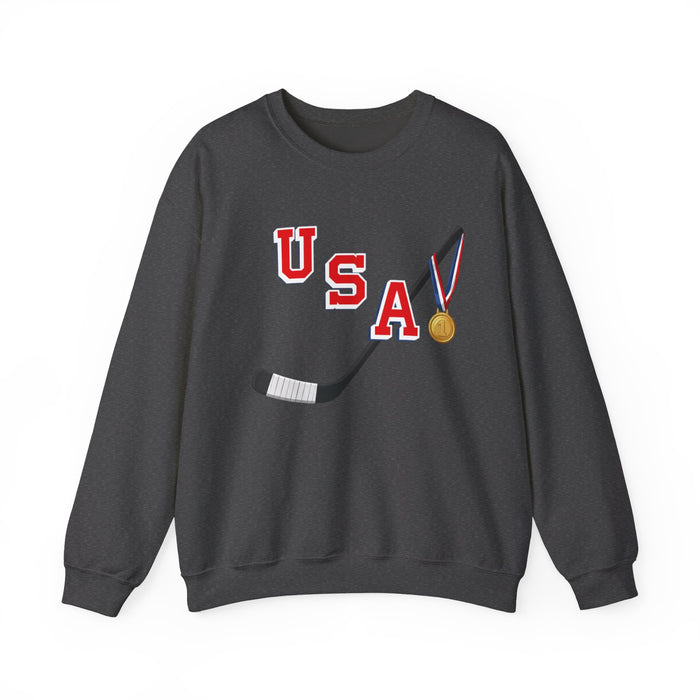 USA Hockey Sweatshirt with Gold Medal Graphic