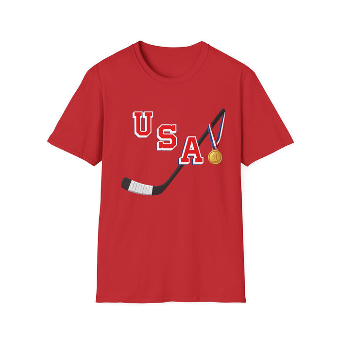 USA Hockey T‑Shirt – Hockey Stick & Gold Medal Team Tee