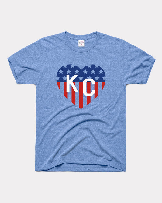 Light Blue USA KC Heart Vintage T-Shirt