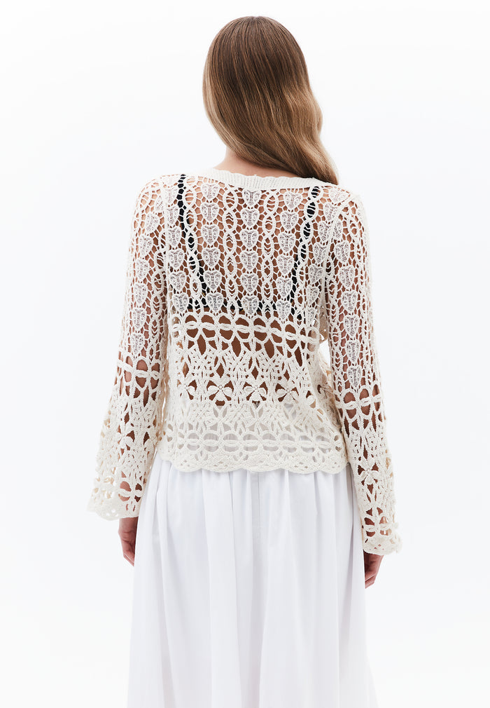 V Neck Cardigan - ALMOND MILK