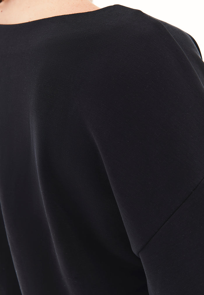 V Neck Modal Sweatshirt - BLACK