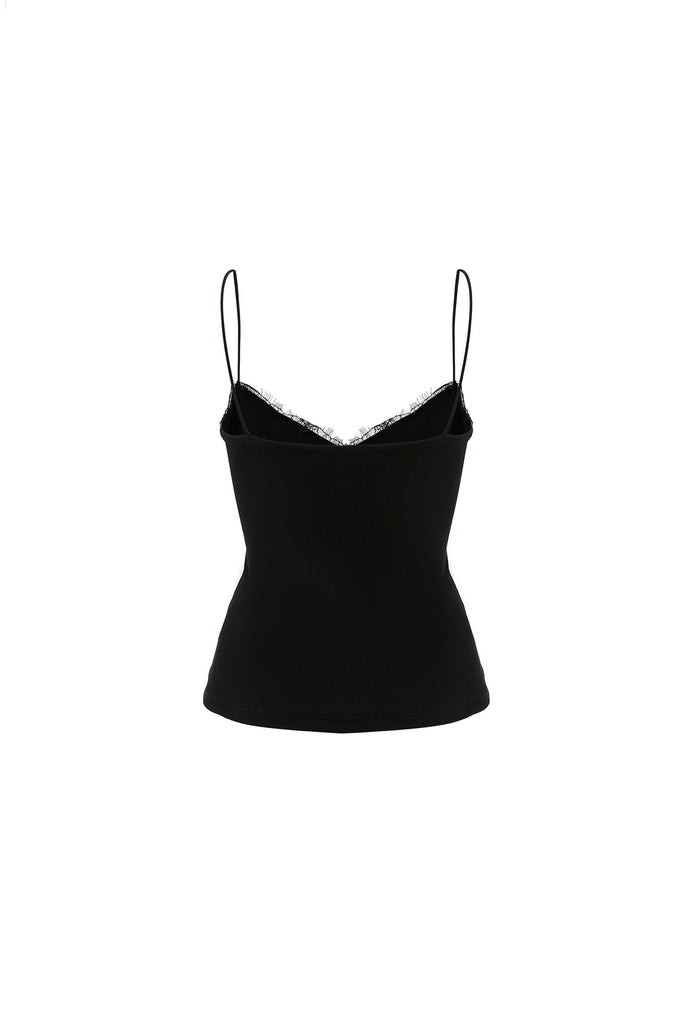 V Neck Strap Tank Top - BLACK