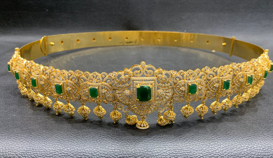 Vaddanam with green emerald stone