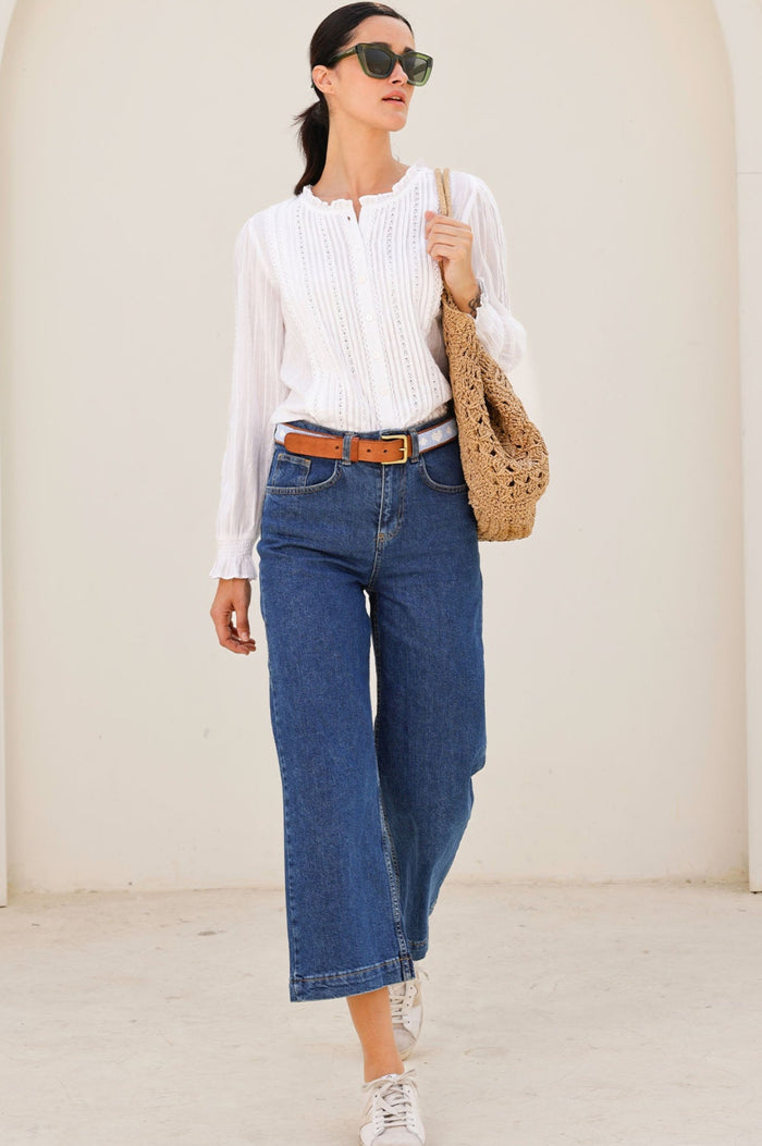 Vienna Long Sleeve Blouse | White - Aspiga