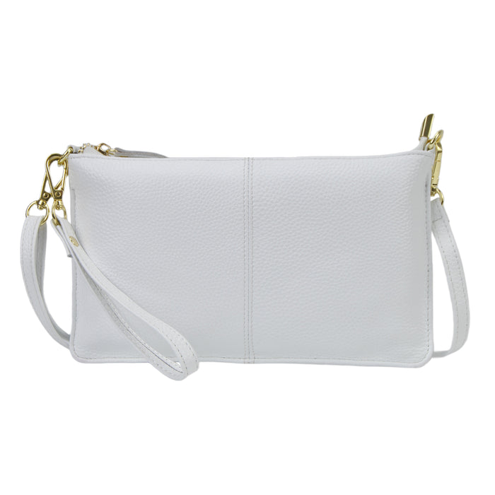 White NGIL Genuine Leather Wristlet Crossbody Bag