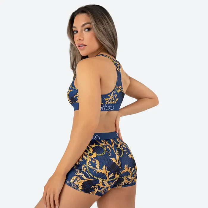 Women ETHIKA Gold Plaid Sports Bra