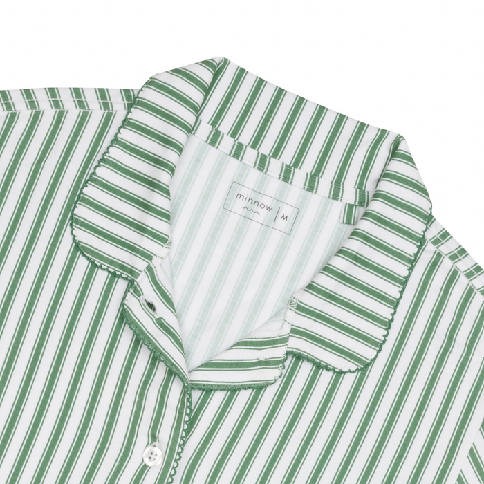women's boxwood ticking stripe collared pima pajamas set