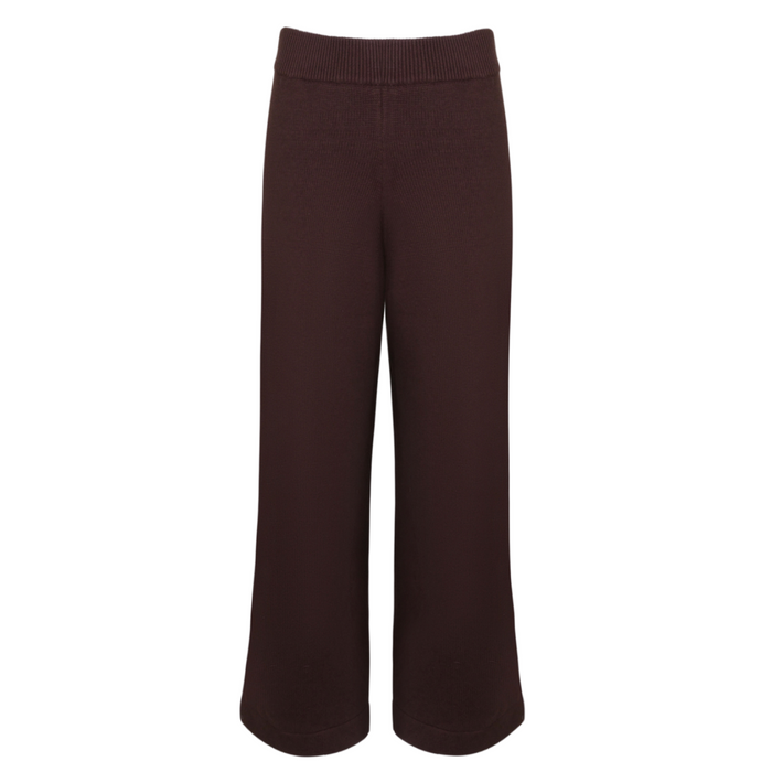 women's brown wide leg knit pant
