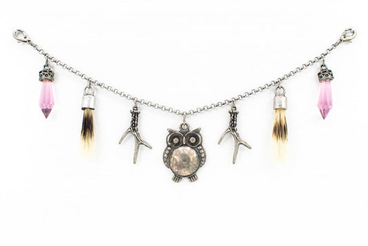 Womens Charivari with "owl" in antique silver