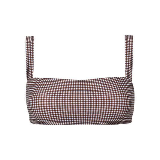 women's cocoa gingham bandeau bikini top