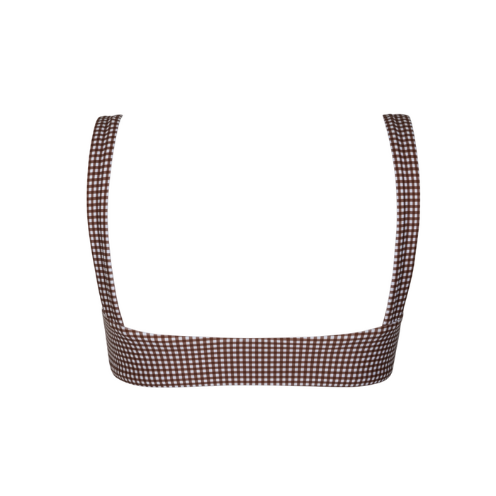 women's cocoa gingham bandeau bikini top