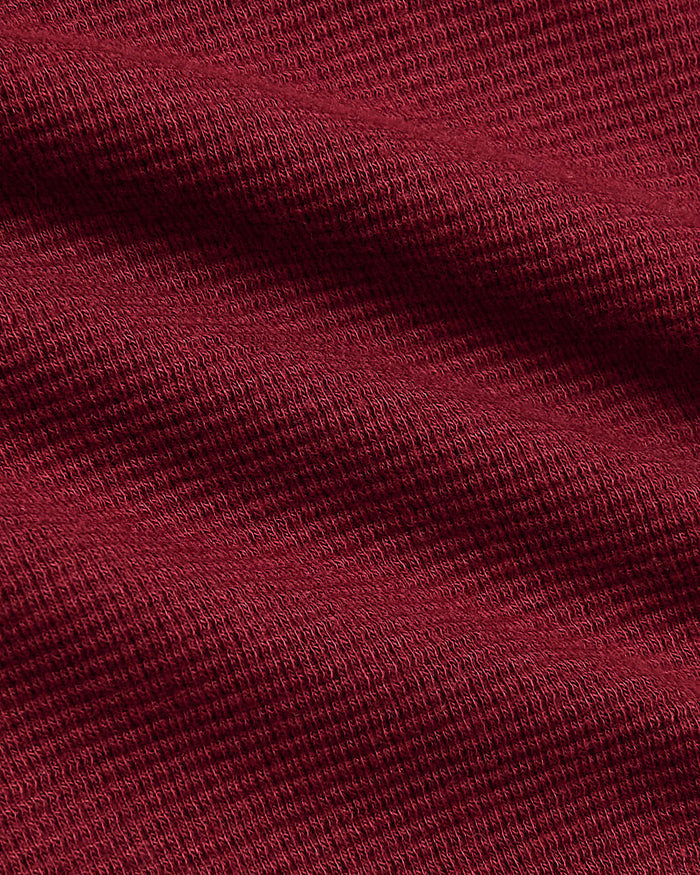 Womens Dark Maroon Waffle Long Sleeve Henley & Waffle Leg Pant texture.