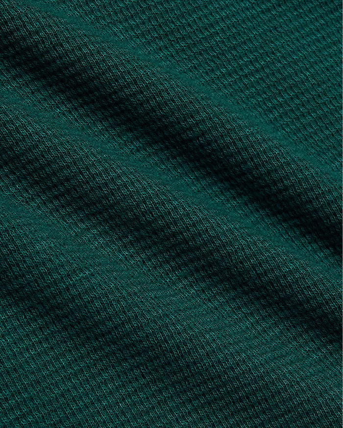 Womens Deep Emerald Waffle Long Sleeve Henley & Waffle Leg Pant texture.
