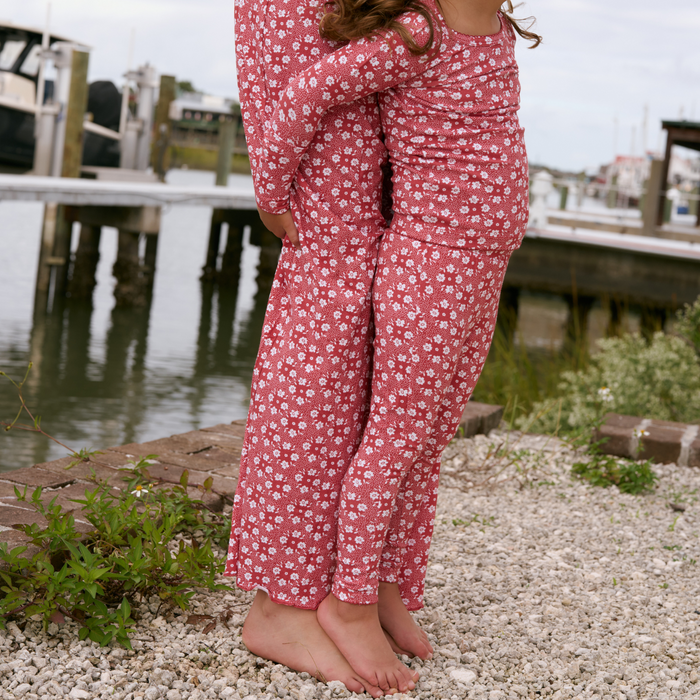 women's holiday bloom pima pajamas set