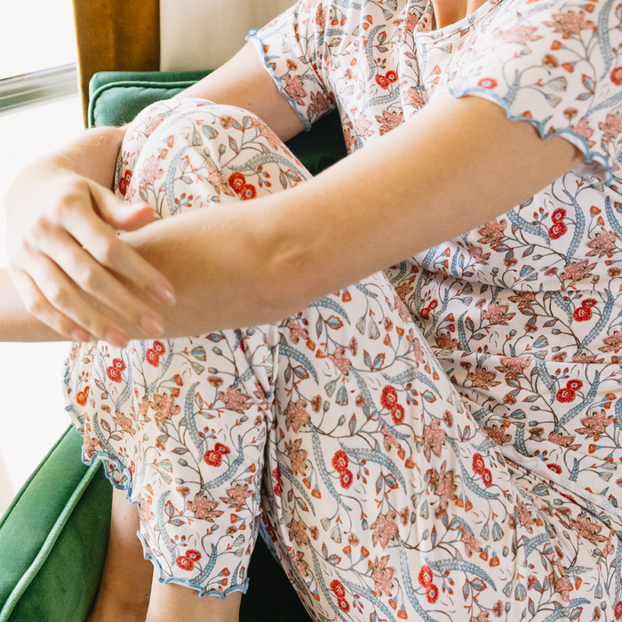 women's mercado bloom short sleeve pima pajamas set