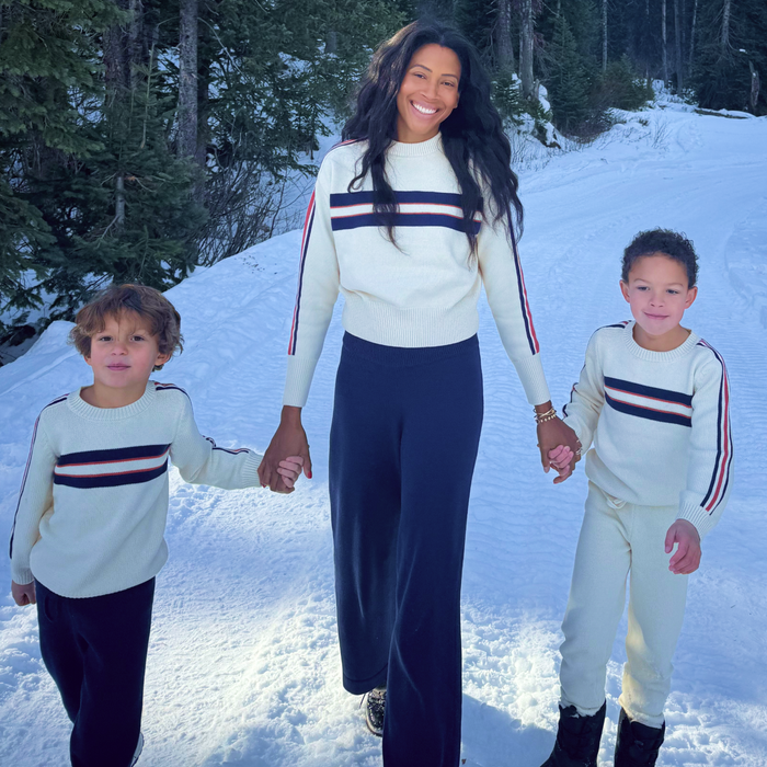 women's navy wide leg knit pant
