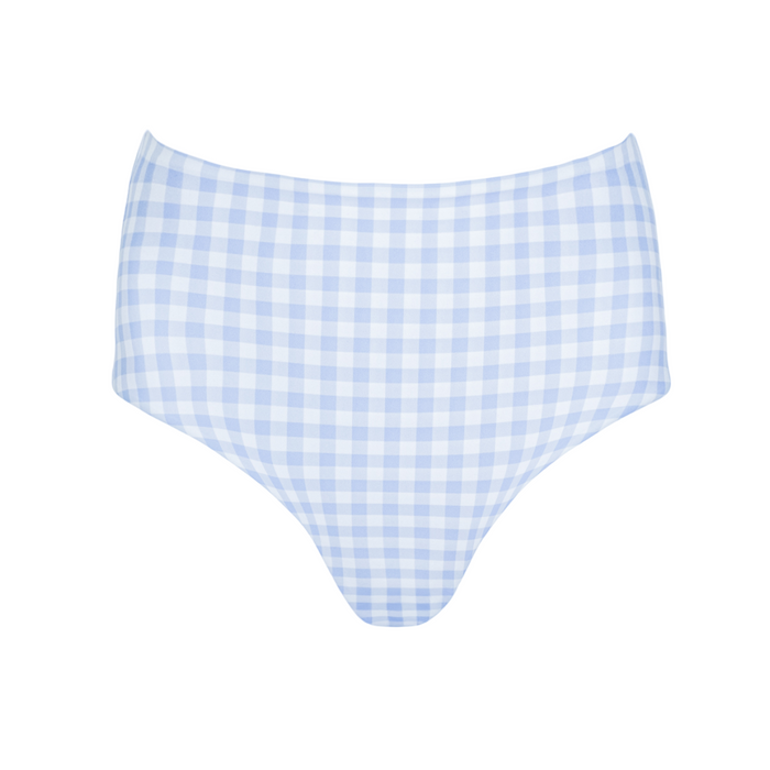 women's oasis blue gingham high waist bikini bottom