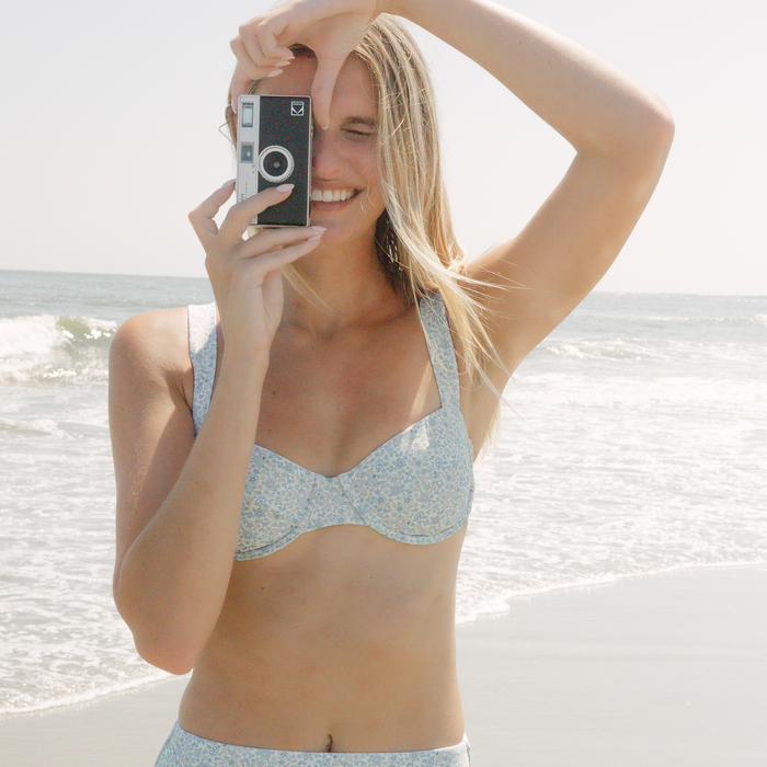 women's slate floral cup bikini top