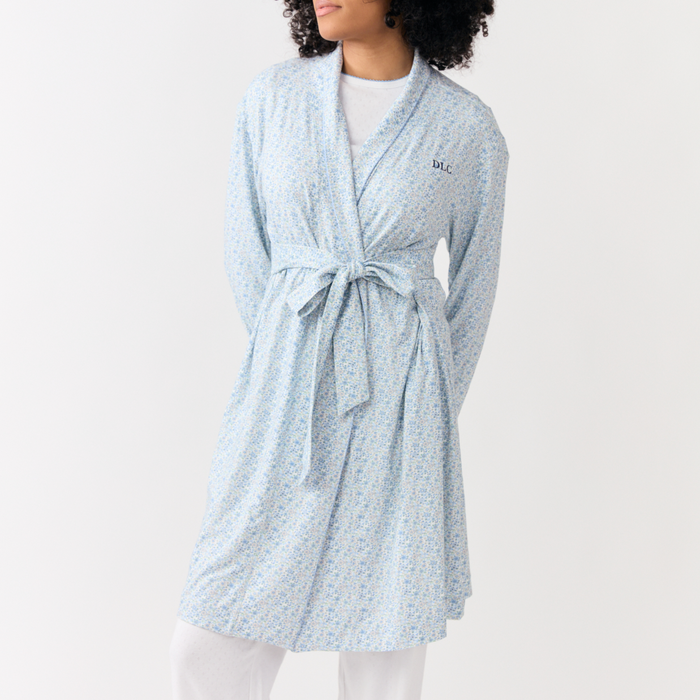 women's slate floral pima robe