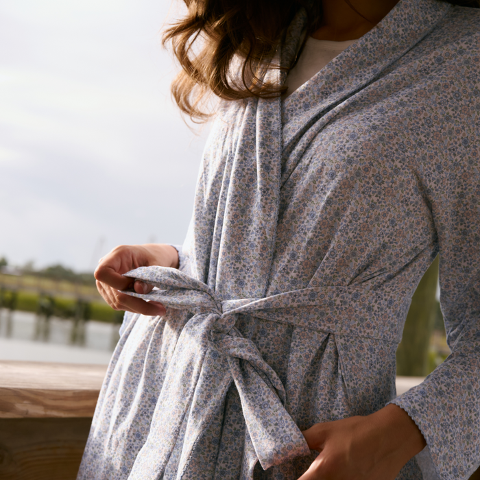 women's slate floral pima robe