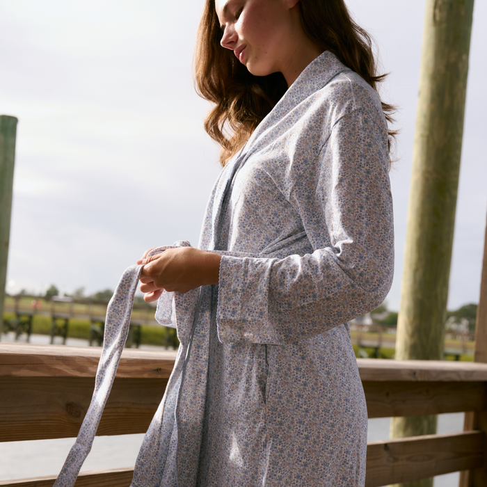 women's slate floral pima robe