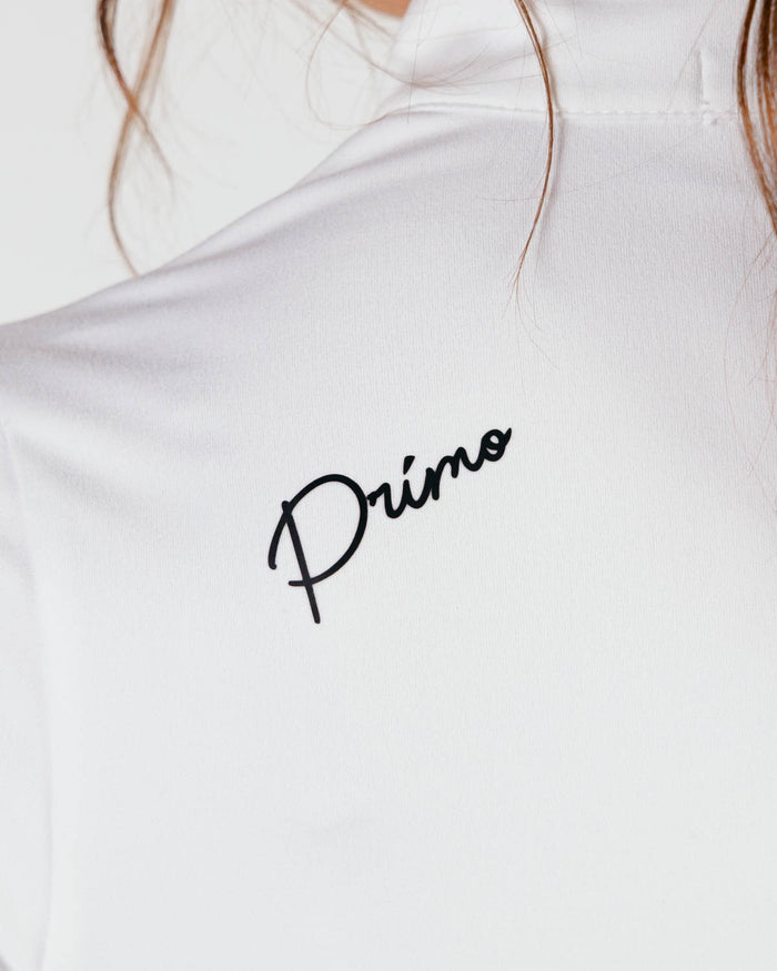 Women's White Cursive Quarterzip