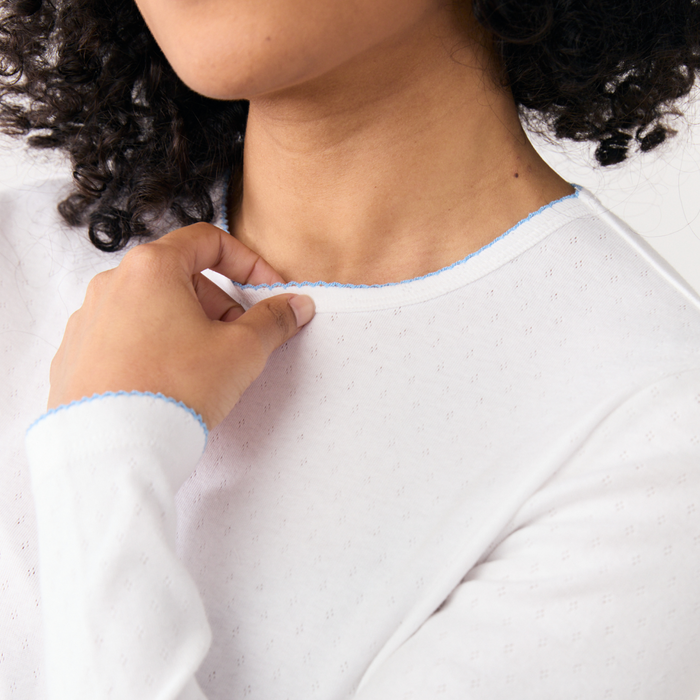 women's white pointelle pajamas set
