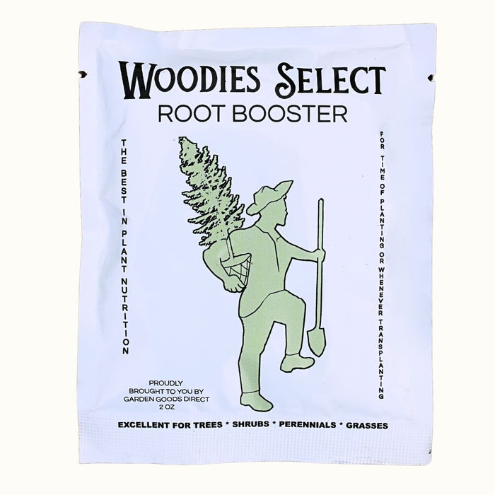 Woodies Root Booster Fertilizer probiotic root stimulant for transplanting trees, shrubs, and garden plants