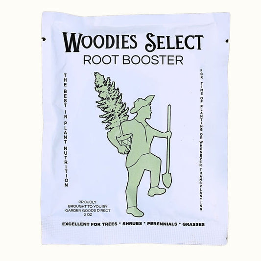 Woodies Root Booster Fertilizer probiotic root stimulant for transplanting trees, shrubs, and garden plants