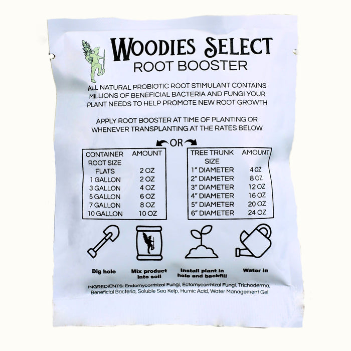 Woodie's select root booster all natural probiotic root stimulant contains millions of beneficial bacteria and fungi your plant needs to help promote new root growth