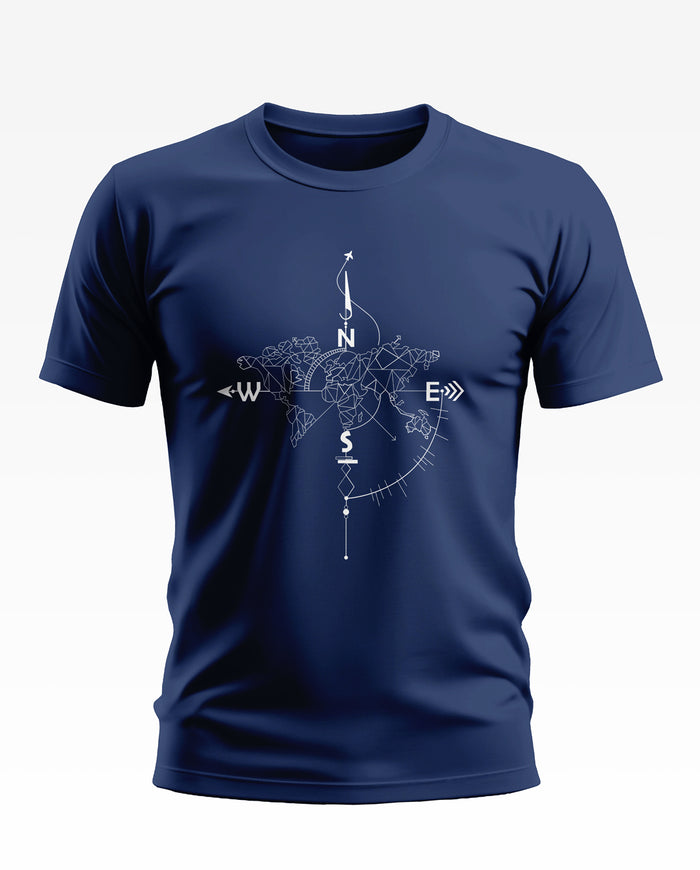 World Map With compass Soft Cotton T-shirt