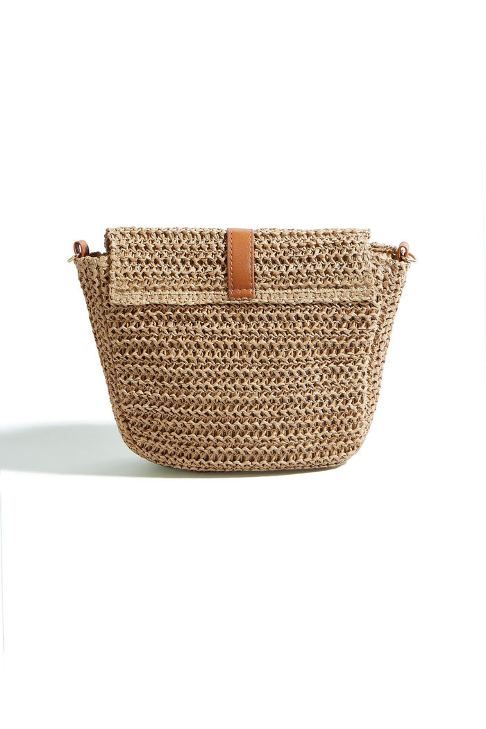 The Raffia Crossbody – Woven with Faux Leather Trim - Bascora