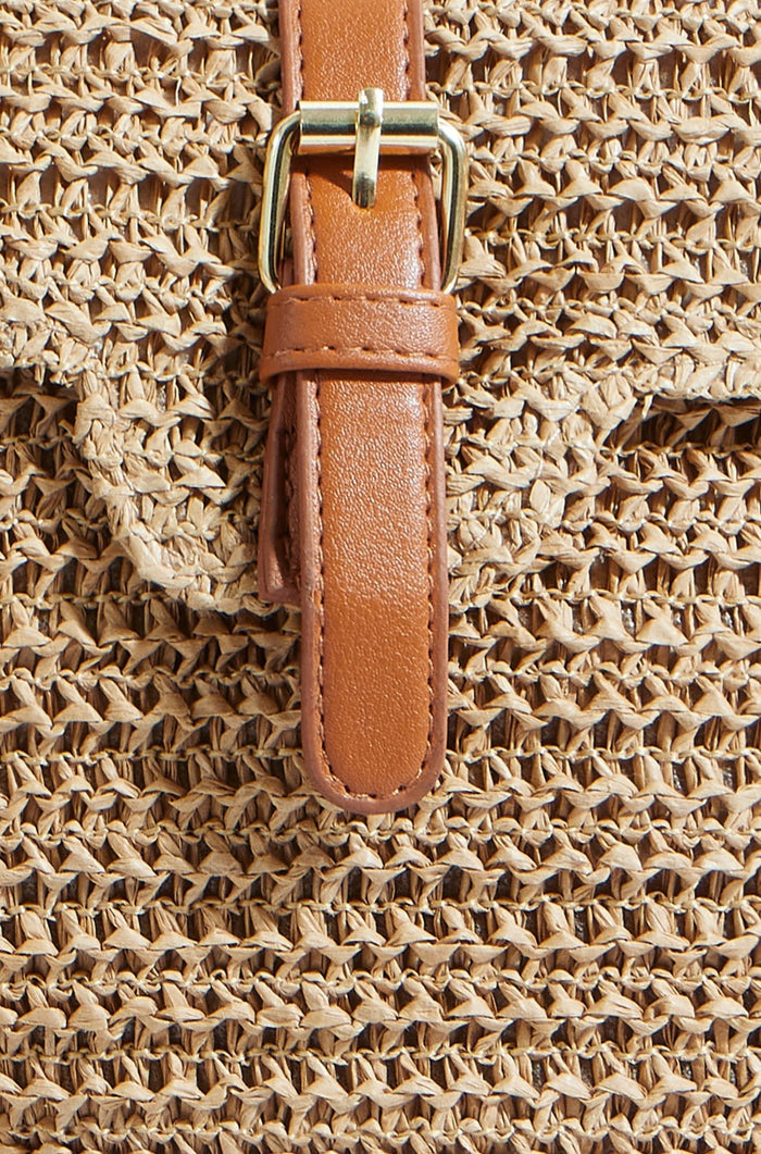 The Raffia Crossbody – Woven with Faux Leather Trim - Bascora