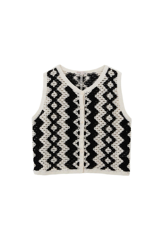 Zero Neck Vest - ICE MILK/BLACK