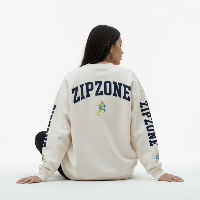 Zipzone Oversized Crewneck Sweatshirt | Collegiate Graphic | Unisex Premium Fleece - Zipzone International