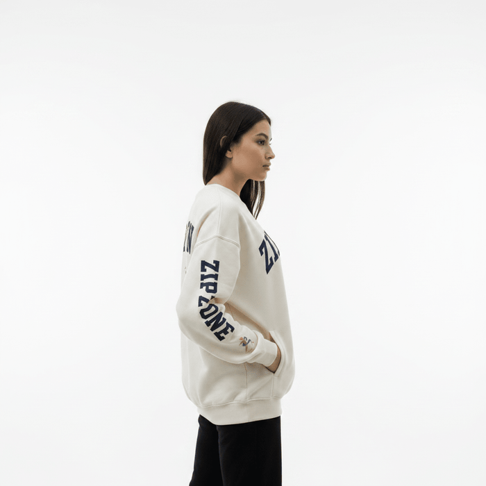 Zipzone Oversized Crewneck Sweatshirt | Collegiate Graphic | Unisex Premium Fleece - Zipzone International