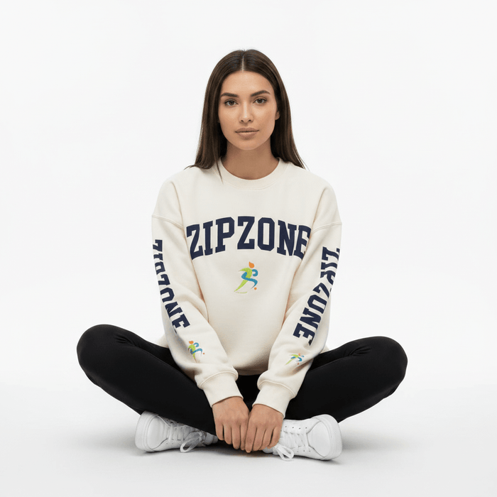 Zipzone Oversized Crewneck Sweatshirt | Collegiate Graphic | Unisex Premium Fleece - Zipzone International