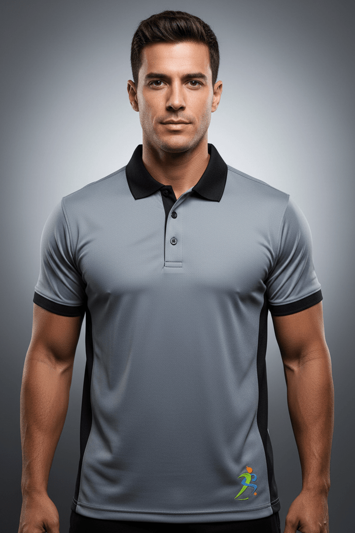 Unisex Short Sleeve Polo Shirt (Cool Grey/Black & Ocean Fog/Black) - Zipzone International