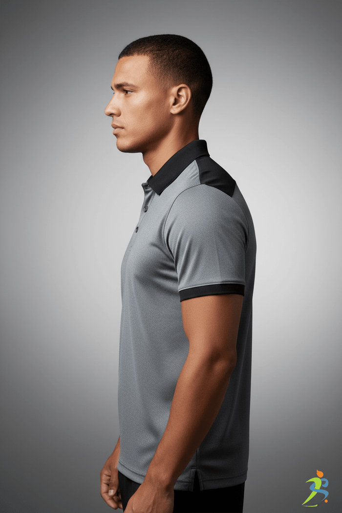 Unisex Short Sleeve Polo Shirt (Cool Grey/Black & Ocean Fog/Black) - Zipzone International